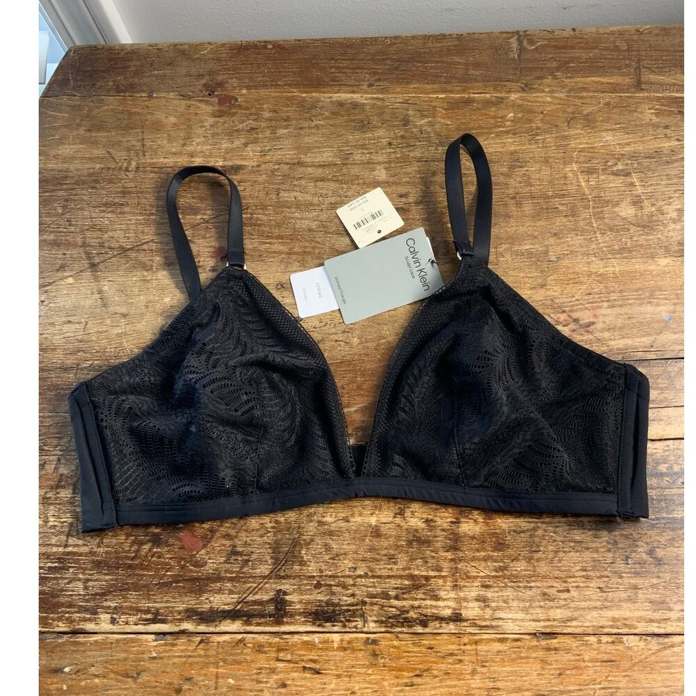 Calvin Klein unlined triangle NWT Black Bra size large Anthropologie